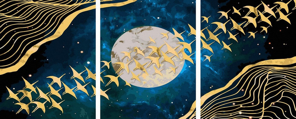 Golden Birds and Moon